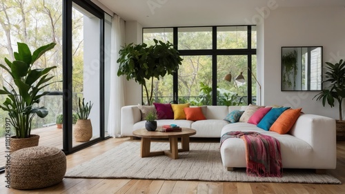  a cheerful living room with a minimalis