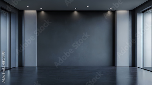 A luxurious meeting room featuring a blank gray wall provides a sophisticated and professional backdrop for corporate events and presentations  