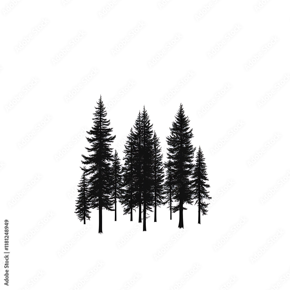 Silhouette of evergreen trees on white background. Silhouette of evergreen trees on white background.