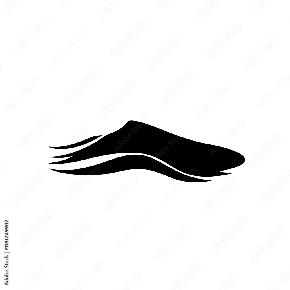 Abstract black silhouette of a shoe with wave design. Abstract black silhouette of a shoe with wave design.