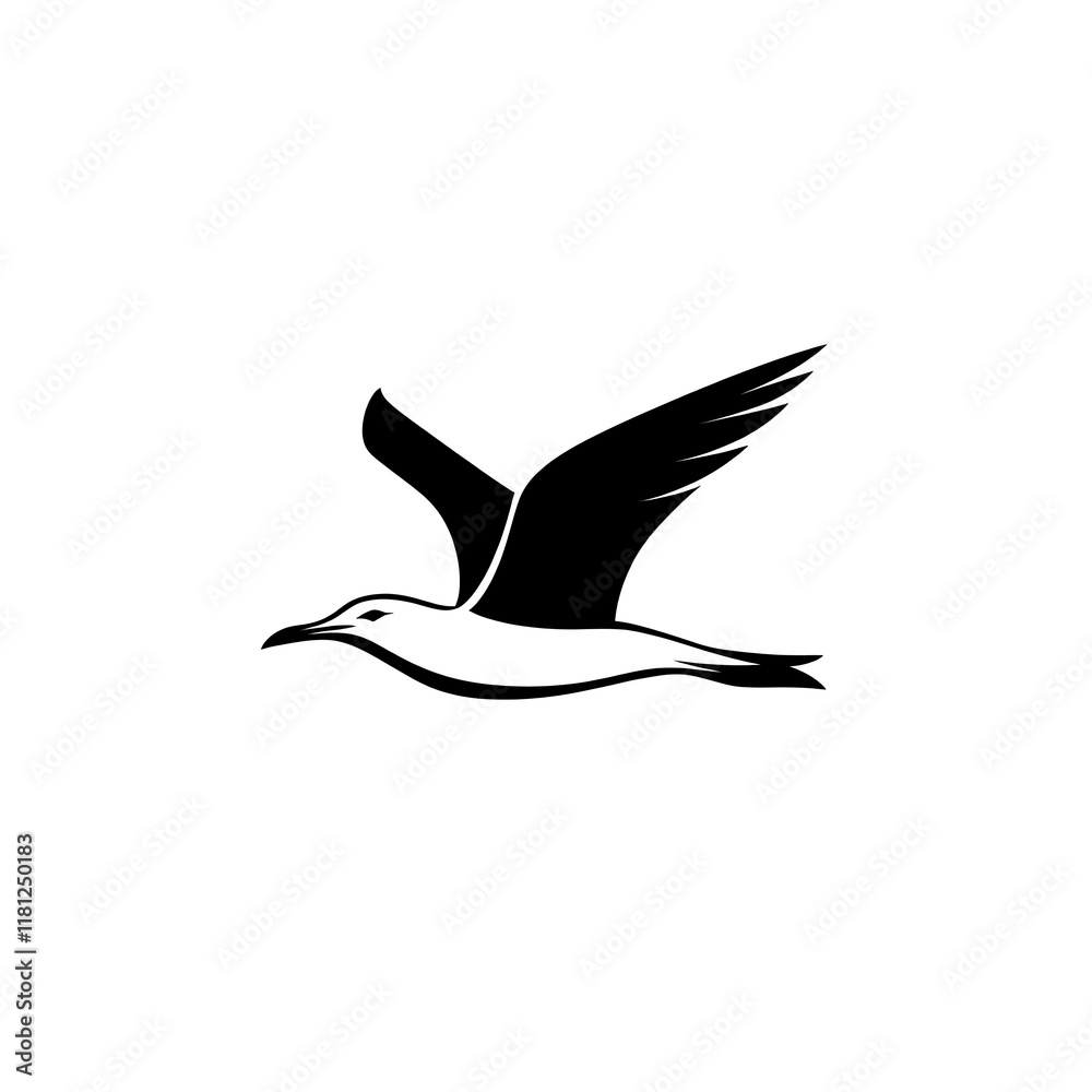 Obraz premium Silhouette of a seagull in flight.