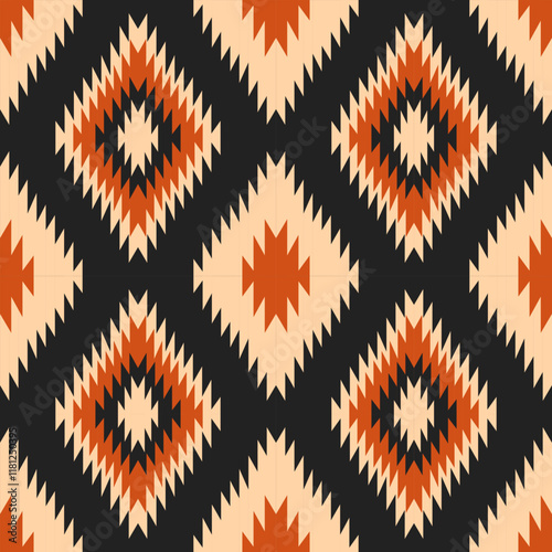 Ethnic geometric pattern, seamless pattern of the Navajo tribe. Native American ethnic. Seamless vector pattern ethnic, seamless Mexican rug, woven carpet. Folk embroidery, Bohemian, Aztec style.