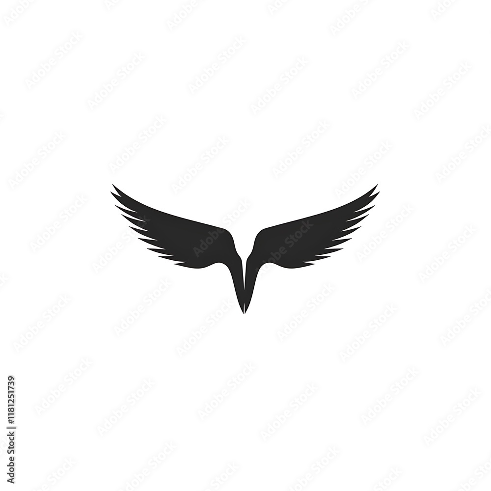 Simple black silhouette of a pair of outstretched wings. Simple black silhouette of a pair of outstretched wings.