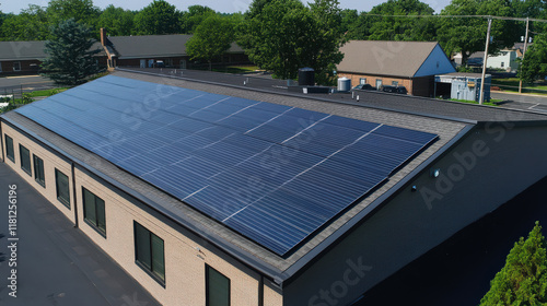 Solar panel on rooftop building for clean energy