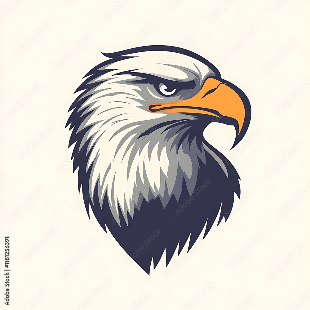 Fototapeta premium Majestic eagle head profile, detailed feathers, sharp gaze.