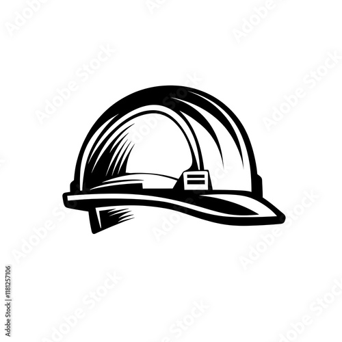 Black and white illustration of a hard hat.