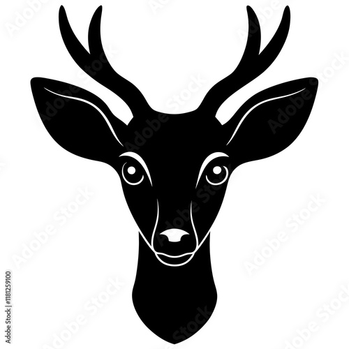 roe deer black silhouette vector, Simple silhouette Design vector icon with white background.