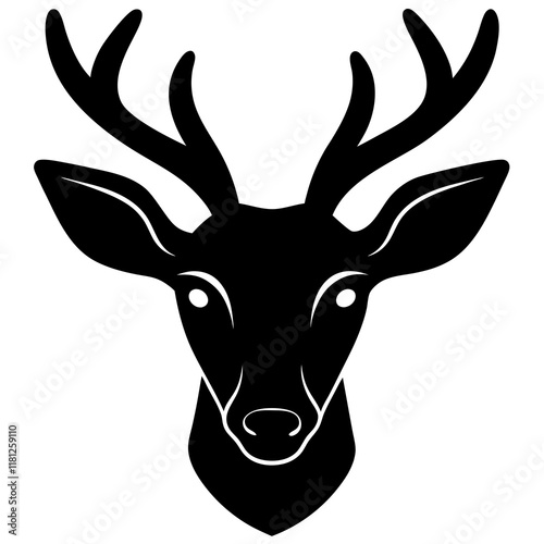 roe deer black silhouette vector, Simple silhouette Design vector icon with white background.
