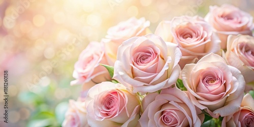 Soft Light Pink Roses in Blur Background, rose bouquet, delicate,  rose bouquet, delicate