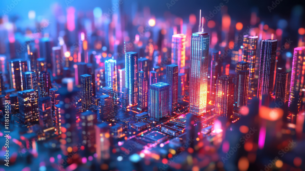 Cityscape with shining lights visual abstract view Cityscape with shining lights visual abstract view
