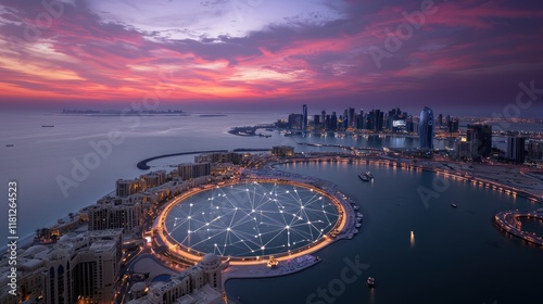 Doha Skyline at Sunset: A City's Network Illuminated