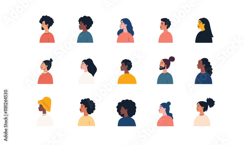 Diverse People Portraits Vector Set with Vibrant Colors for Cultural Representation