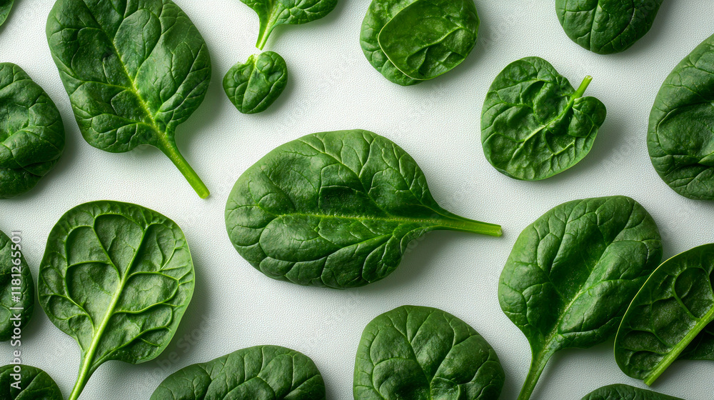 Obraz premium Vibrant Green Spinach Leaves: A Close-Up View of Fresh, Organic Spinach for Healthy Eating