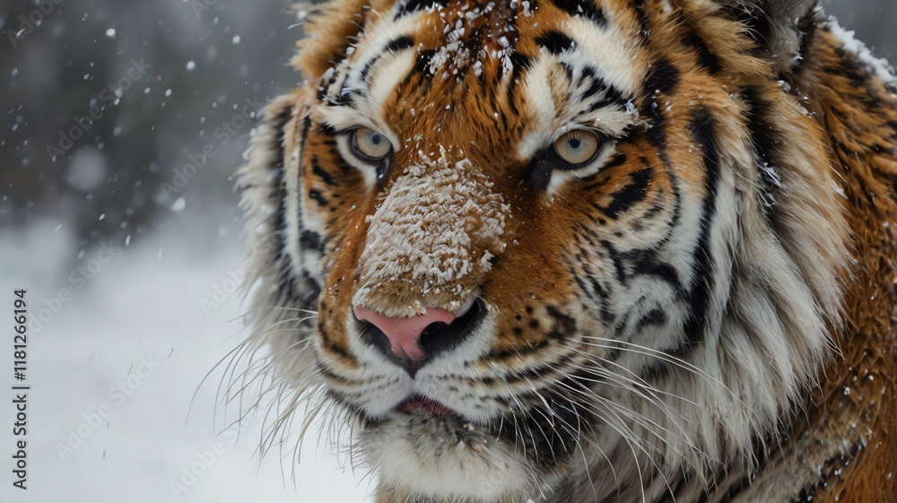 Obraz premium Majestic Siberian Tiger with Unique Grey and White Stripes