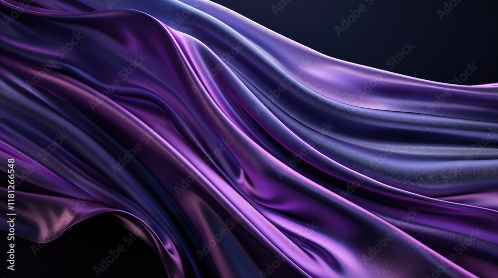 Elegant purple satin fabric with wave texture for luxurious background design