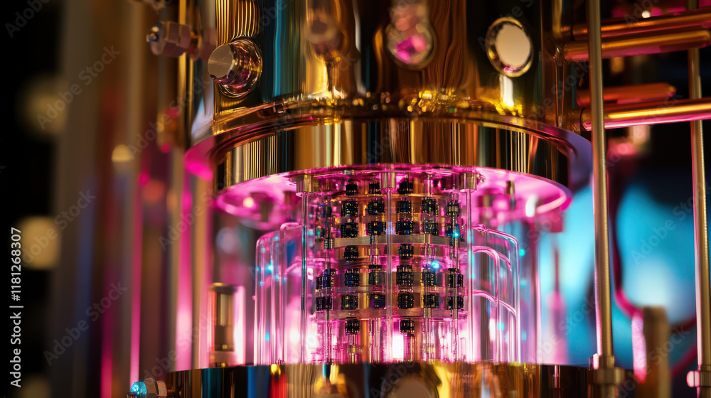 Golden machine with pink light mysterious Golden machine with pink light mysterious