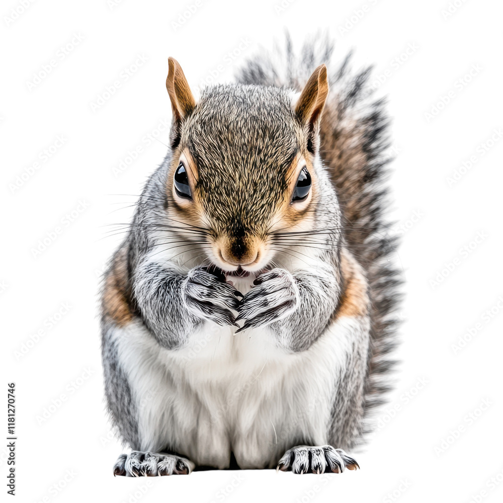 Obraz premium Adorable Squirrel on White Background on transparent PNG background.
