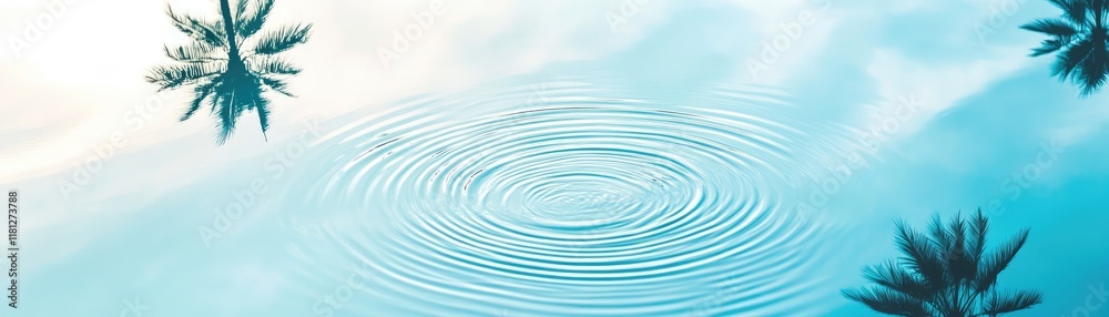 Tranquil water surface with ripples and palm reflections. Tranquil water surface with ripples and palm reflections.
