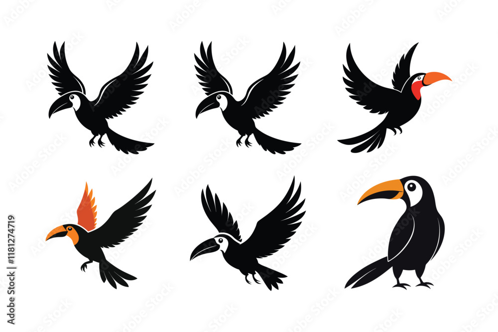Fototapeta premium toucan bird silhouette vector art illustration
