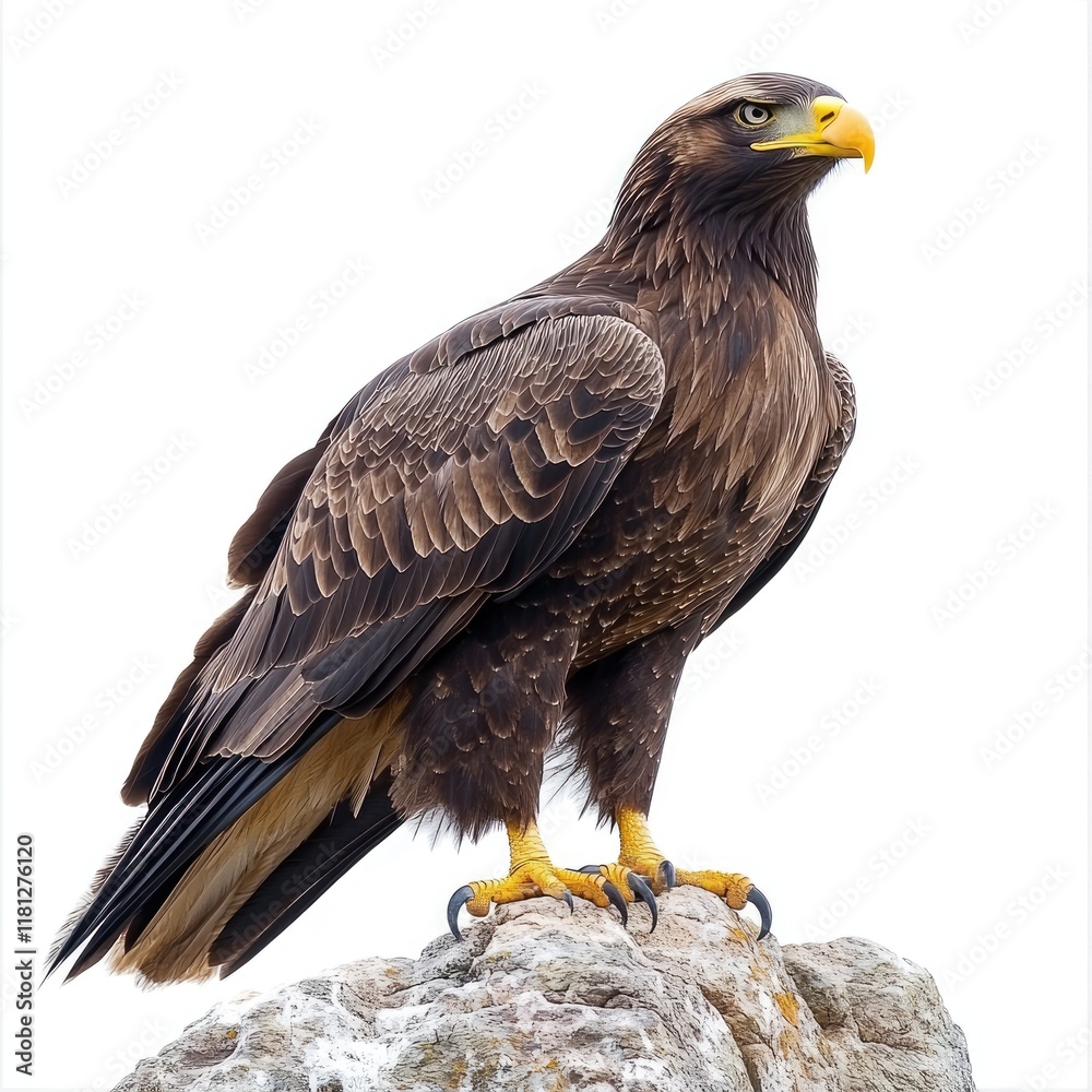 A majestic eagle perched on a rocky surface, showcasing its powerful presence and beauty. A majestic eagle perched on a rocky surface, showcasing its powerful presence and beauty.