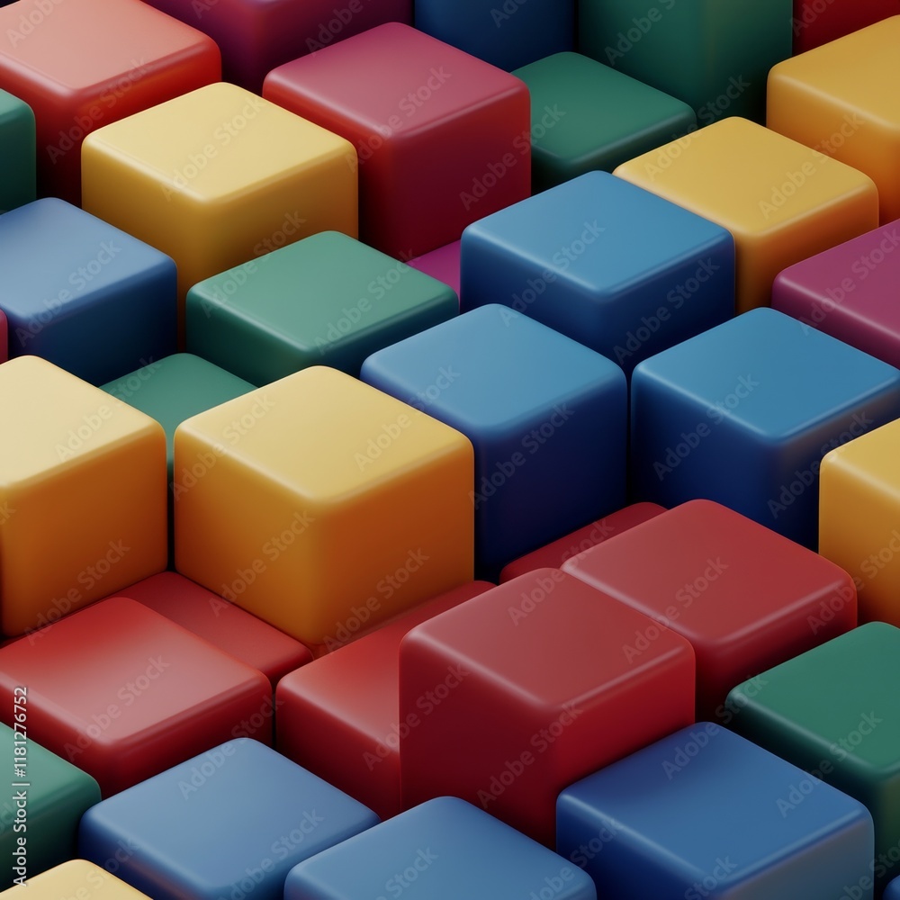 Obraz premium Colorful Stacked Cubes Creating a Vibrant Abstract Background
