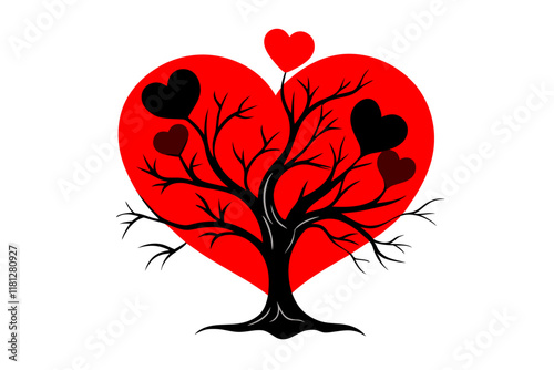 valentine day heart shaped tree of love design vector