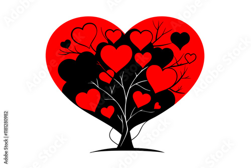 valentine day heart shaped tree of love design vector