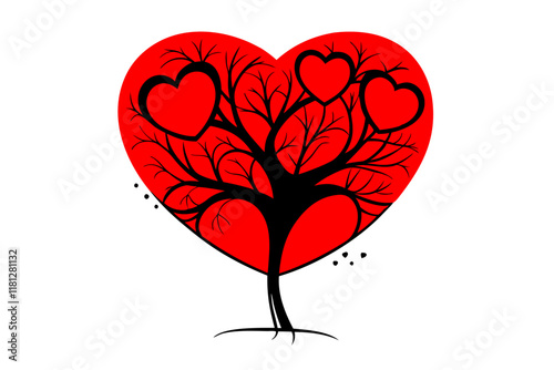 valentine day heart shaped tree of love design vector