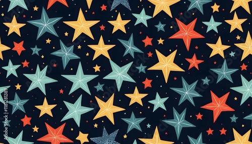 Colorful stars on a black background. photo