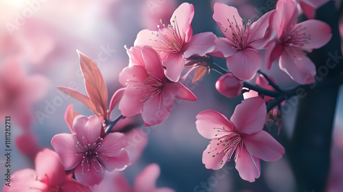 Beautiful cherry tree in bloom during spring photo