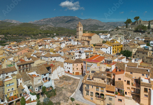 Aerial view of Polop de la Marina historic and picturesque town Alicante, Spain. photo