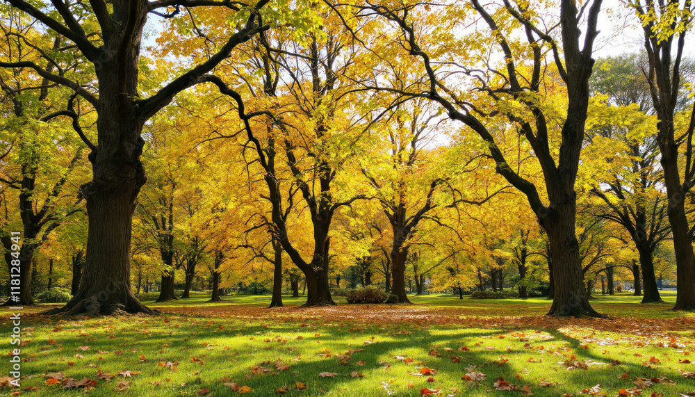 Golden Autumn: A Majestic Display of Fall Foliage in a Tranquil Park Golden Autumn: A Majestic Display of Fall Foliage in a Tranquil Park