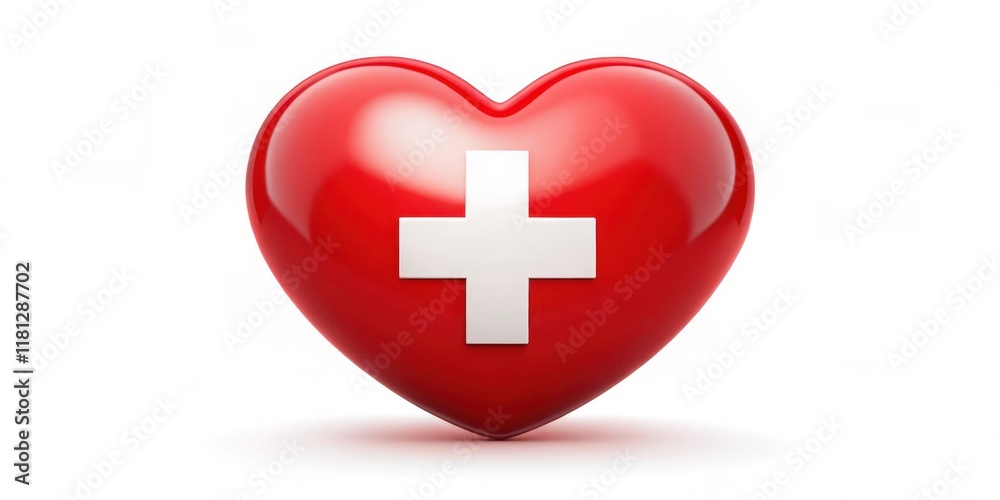 A simple yet bold icon of a red heart surrounded by a red cross symbol A simple yet bold icon of a red heart surrounded by a red cross symbol