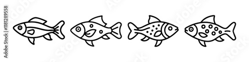 celestial pearl danio fish  icon, fish line art, fish vector  - simple black line art icon of celestial pearl danio fish  perfect for logos, and fish-themed designs.