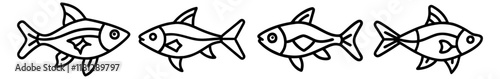 harlequin rasbora fish  icon, fish line art, fish vector  - simple black line art icon of harlequin rasbora fish  perfect for logos, and fish-themed designs.