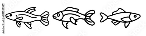 siamese algae eater fish  icon, fish line art, fish vector  - simple black line art icon of siamese algae eater fish  perfect for logos, and fish-themed designs.