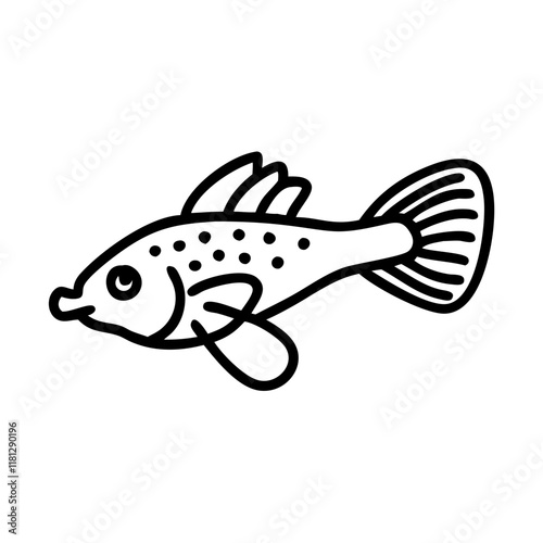 bristlenose pleco fish icon, fish line art, fish vector  - simple black line art icon of bristlenose pleco fish perfect for logos, and fish-themed designs. photo