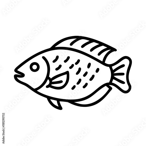 gourami fish icon, fish line art, fish vector  - simple black line art icon of gourami fish perfect for logos, and fish-themed designs.