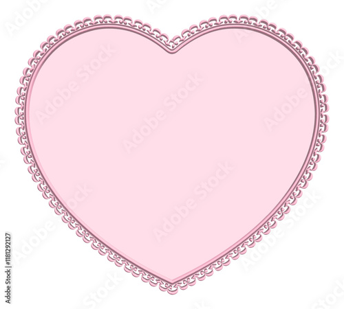 3d heart vintage lace ornament frame isolated.