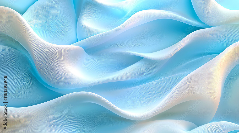 Obraz premium Abstract Blue Silk Fabric Texture: Elegant, Flowing Waves Background