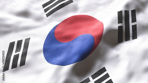 South Koreas National Symbol Flags Yin Yang and Trigrams Representing Harmony, Culture, and Patriotism in National Identity
 photo