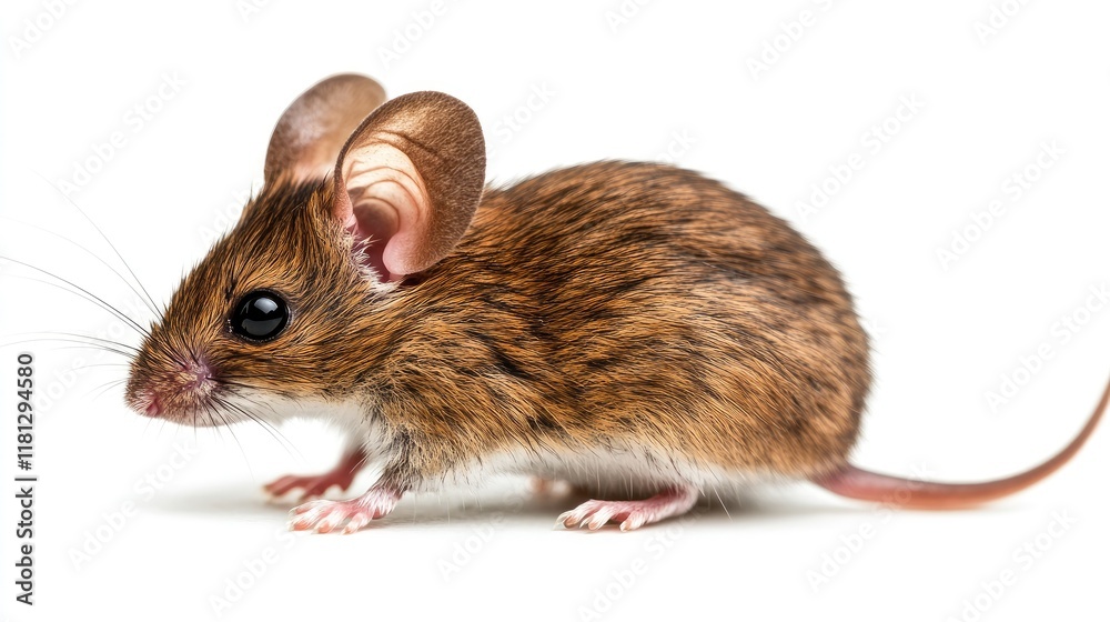 A close-up of a small, brown mouse with large ears, showcasing its detailed fur and features. A close-up of a small, brown mouse with large ears, showcasing its detailed fur and features.