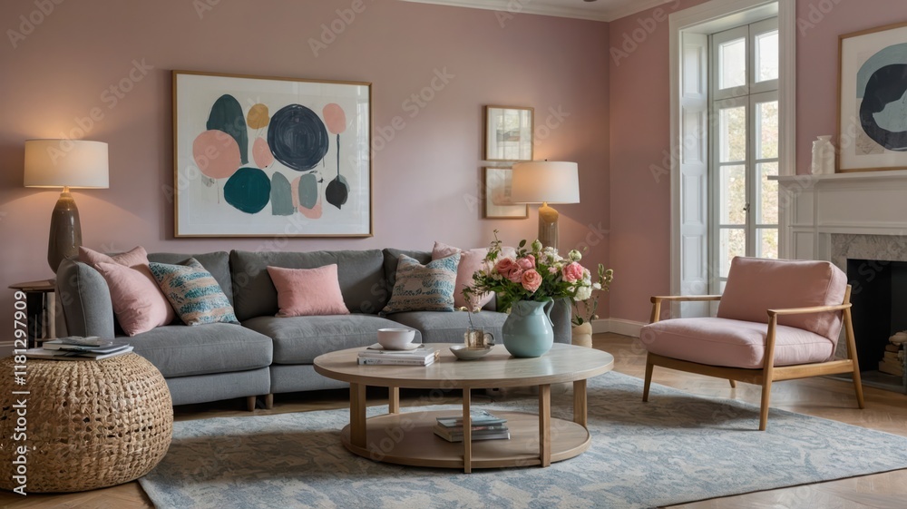 Obraz premium design a bright and minimalist living room color full