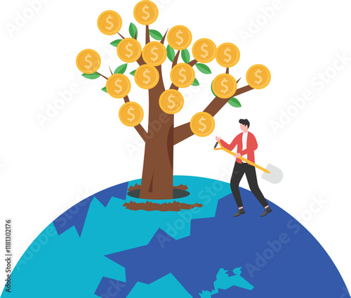 money into globe coin bank, international economy, global investment, financial opportunity around the world

