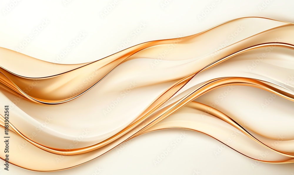 Fototapeta premium An abstract illustration featuring flowing golden lines on a soft beige background, ideal for backgrounds, wallpapers, or artistic presentations.