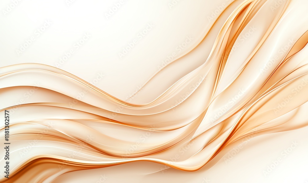 Obraz premium A smooth flow of soft orange and cream waves creates an elegant, modern texture. Ideal for backgrounds, designs, and creative projects needing a warm, inviting touch.