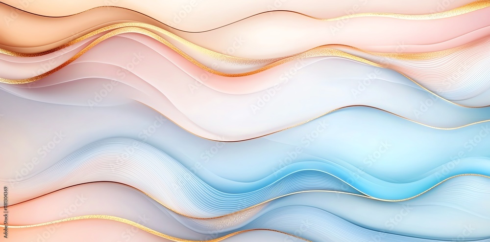 Obraz premium A stunning abstract background featuring soft, flowing waves of pastel colors, blending harmoniously to create a serene and calming visual experience, perfect for creative projects