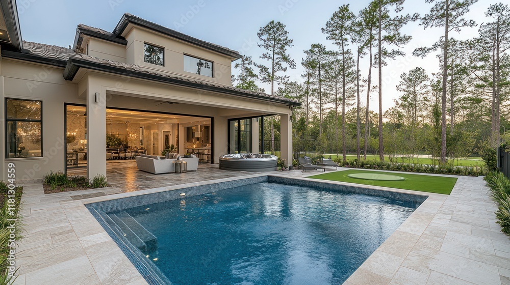 Fototapeta premium Luxury Home with Pool and Putting Green