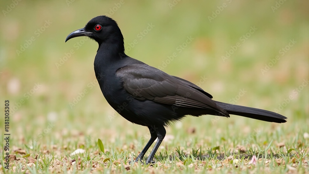 Obraz premium Seychelles bulbul (Hypsipetes crassirostris), often known as black bulbul or thick-billed bulbul, is an endemic bird species in the Seychelles.