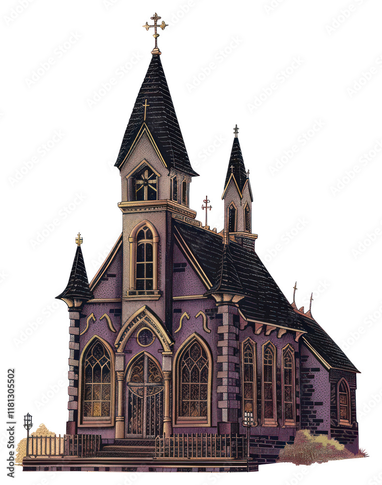Fototapeta premium PNG Gothic wedding church architecture illustration building.